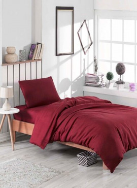 Tek Kişilik Lastiksiz Nevresim Takımı 160x220 - Bordo